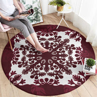 Palm Leaf Quilt Pattern Round Carpet Hawaii Culture Floral - Polynesian Pride