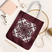 Palm Leaf Quilt Pattern Tote Bag Hawaii Culture Floral LT9 White Strap One Size Oxblood - Polynesian Pride