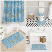 Blue Tropical Floral Palaka Bathroom Set Hawaiian Quilt Pattern - Polynesian Pride