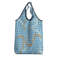 Blue Tropical Floral Palaka Grocery Bag Hawaiian Quilt Pattern LT9 - Polynesian Pride
