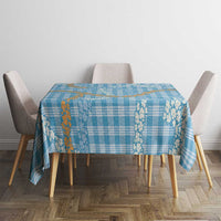 Blue Tropical Floral Palaka Tablecloth Hawaiian Quilt Pattern - Polynesian Pride