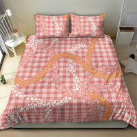 Pink Tropical Floral Palaka Bedding Set Hawaiian Quilt Pattern - Polynesian Pride