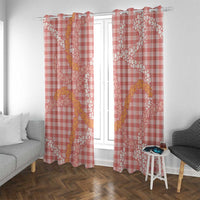 Pink Tropical Floral Palaka Window Curtain Hawaiian Quilt Pattern - Polynesian Pride