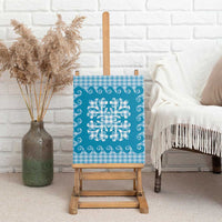 Blue Ulu Palaka Quilt Pattern Canvas Wall Art Hawaii Culture Breadfruit LT9 - Polynesian Pride