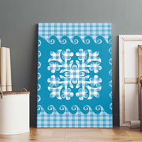 Blue Ulu Palaka Quilt Pattern Canvas Wall Art Hawaii Culture Breadfruit LT9 - Polynesian Pride