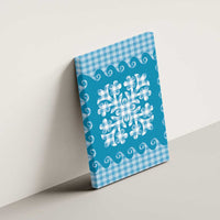 Blue Ulu Palaka Quilt Pattern Canvas Wall Art Hawaii Culture Breadfruit LT9 - Polynesian Pride