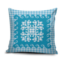 Blue Ulu Palaka Quilt Pattern Pillow Cover Hawaii Culture Breadfruit LT9 Blue - Polynesian Pride