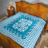 Blue Ulu Palaka Quilt Pattern Quilt Hawaii Culture Breadfruit - Polynesian Pride