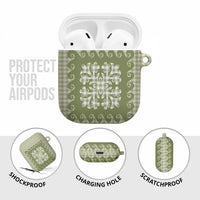 Green Ulu Palaka Quilt Pattern AirPods Case Hawaii Culture Breadfruit LT9 - Polynesian Pride