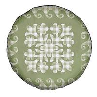Green Ulu Palaka Quilt Pattern Spare Tire Cover Hawaii Culture Breadfruit - Polynesian Pride