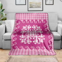 Pink Ulu Palaka Quilt Pattern Blanket Hawaii Culture Breadfruit - Polynesian Pride