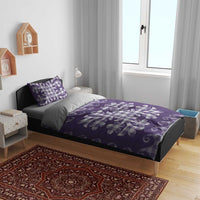 Purple Ulu Palaka Quilt Pattern Bedding Set Hawaii Culture Breadfruit - Polynesian Pride