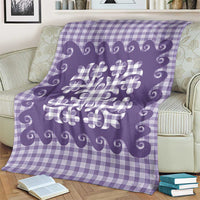 Purple Ulu Palaka Quilt Pattern Blanket Hawaii Culture Breadfruit - Polynesian Pride