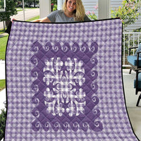 Purple Ulu Palaka Quilt Pattern Quilt Hawaii Culture Breadfruit - Polynesian Pride