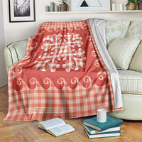 Red Ulu Palaka Quilt Pattern Blanket Hawaii Culture Breadfruit - Polynesian Pride