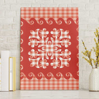 Red Ulu Palaka Quilt Pattern Canvas Wall Art Hawaii Culture Breadfruit LT9 Without Frame Red - Polynesian Pride