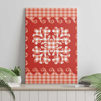 Red Ulu Palaka Quilt Pattern Canvas Wall Art Hawaii Culture Breadfruit LT9 - Polynesian Pride