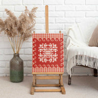 Red Ulu Palaka Quilt Pattern Canvas Wall Art Hawaii Culture Breadfruit LT9 - Polynesian Pride