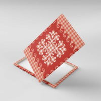 Red Ulu Palaka Quilt Pattern Canvas Wall Art Hawaii Culture Breadfruit LT9 With Frame Red - Polynesian Pride