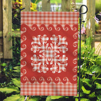 Red Ulu Palaka Quilt Pattern Garden Flag Hawaii Culture Breadfruit LT9 Garden Flag Red - Polynesian Pride