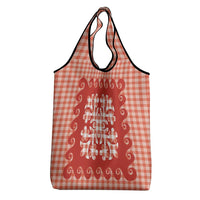 Red Ulu Palaka Quilt Pattern Grocery Bag Hawaii Culture Breadfruit LT9 - Polynesian Pride