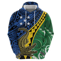 Personalised Crocodile and Shark Solomon Islands Hoodie Polynesian Tribal Tattoo