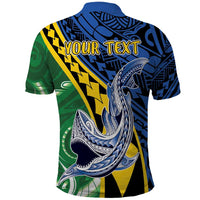 Personalised Crocodile and Shark Solomon Islands Polo Shirt Polynesian Tribal Tattoo