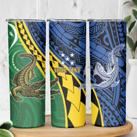 Personalised Crocodile and Shark Solomon Islands Skinny Tumbler Polynesian Tribal Tattoo LT9 - Polynesian Pride