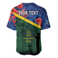 Personalised Solomon Islands Remembrance Day Baseball Jersey We Will Remember Them with Camouflage Style