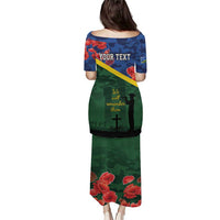 Personalised Solomon Islands Remembrance Day Puletasi We Will Remember Them with Camouflage Style