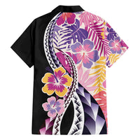 Aloha Vintage Hibiscus Lei Seamless Pattern Family Matching Off Shoulder Maxi Dress and Hawaiian Shirt - Polynesian Pride