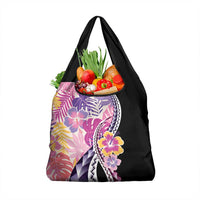 Aloha Vintage Hibiscus Lei Seamless Pattern Grocery Bag - Polynesian Pride