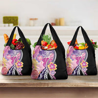Aloha Vintage Hibiscus Lei Seamless Pattern Grocery Bag - Polynesian Pride