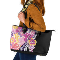 Aloha Vintage Hibiscus Lei Seamless Pattern Leather Tote Bag LT9 Pink - Polynesian Pride