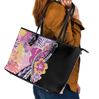 Aloha Vintage Hibiscus Lei Seamless Pattern Leather Tote Bag LT9 - Polynesian Pride