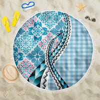 Aloha Vintage Palaka Floral Hawaiian Quilt Beach Blanket Uliuli Motif - Polynesian Pride