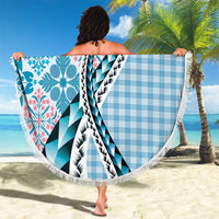 Aloha Vintage Palaka Floral Hawaiian Quilt Beach Blanket Uliuli Motif - Polynesian Pride