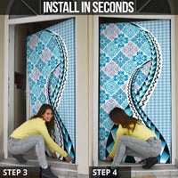 Aloha Vintage Palaka Floral Hawaiian Quilt Door Cover Uliuli Motif - Polynesian Pride