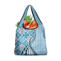 Aloha Vintage Palaka Floral Hawaiian Quilt Grocery Bag Uliuli Motif - Polynesian Pride