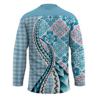 Aloha Vintage Palaka Floral Hawaiian Quilt Hockey Jersey Uliuli Motif - Polynesian Pride