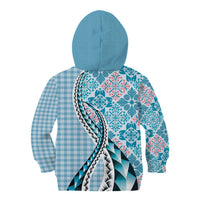 Aloha Vintage Palaka Floral Hawaiian Quilt Kid Hoodie Uliuli Motif - Polynesian Pride