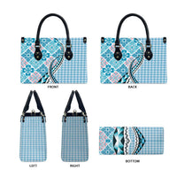 Aloha Vintage Palaka Floral Hawaiian Quilt Leather Bag Uliuli Motif - Polynesian Pride