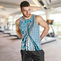 Aloha Vintage Palaka Floral Hawaiian Quilt Men Tank Top Uliuli Motif - Polynesian Pride