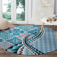 Aloha Vintage Palaka Floral Hawaiian Quilt Round Carpet Uliuli Motif - Polynesian Pride