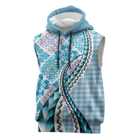 Aloha Vintage Palaka Floral Hawaiian Quilt Sleeveless Hoodie Uliuli Motif - Polynesian Pride