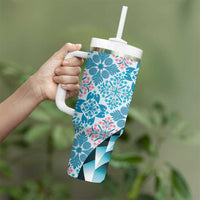 Aloha Vintage Palaka Floral Hawaiian Quilt Tumbler With Handle Uliuli Motif - Polynesian Pride