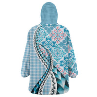 Aloha Vintage Palaka Floral Hawaiian Quilt Wearable Blanket Hoodie Uliuli Motif - Polynesian Pride