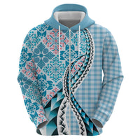 Aloha Vintage Palaka Floral Hawaiian Quilt Zip Hoodie Uliuli Motif - Polynesian Pride