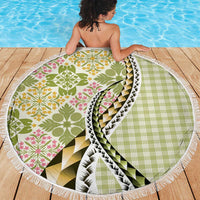 Aloha Vintage Palaka Floral Hawaiian Quilt Beach Blanket Omaomao Motif - Polynesian Pride