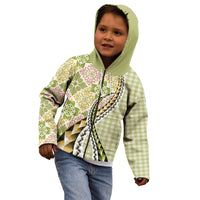 Aloha Vintage Palaka Floral Hawaiian Quilt Kid Hoodie Omaomao Motif - Polynesian Pride